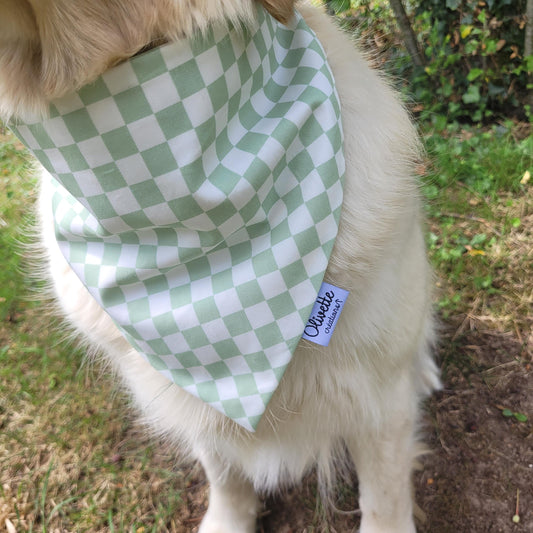Bandana élastique - motif à damier vert sauge