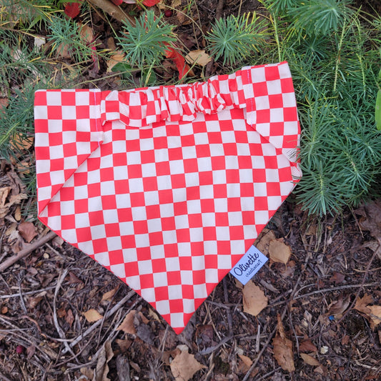 Bandana élastique - motif à damier rouge et blanc