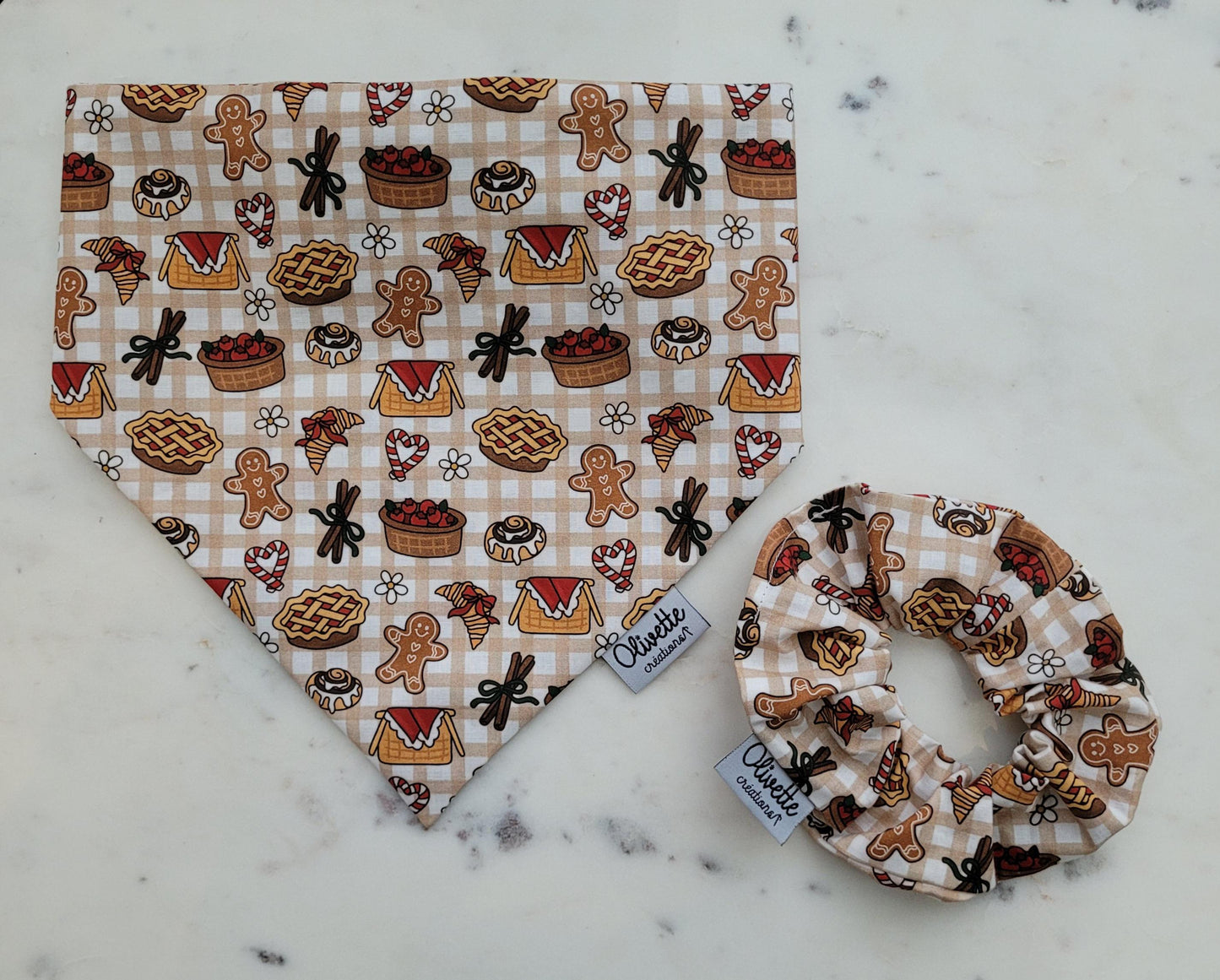 Bandana élastique - motif Noël gourmand