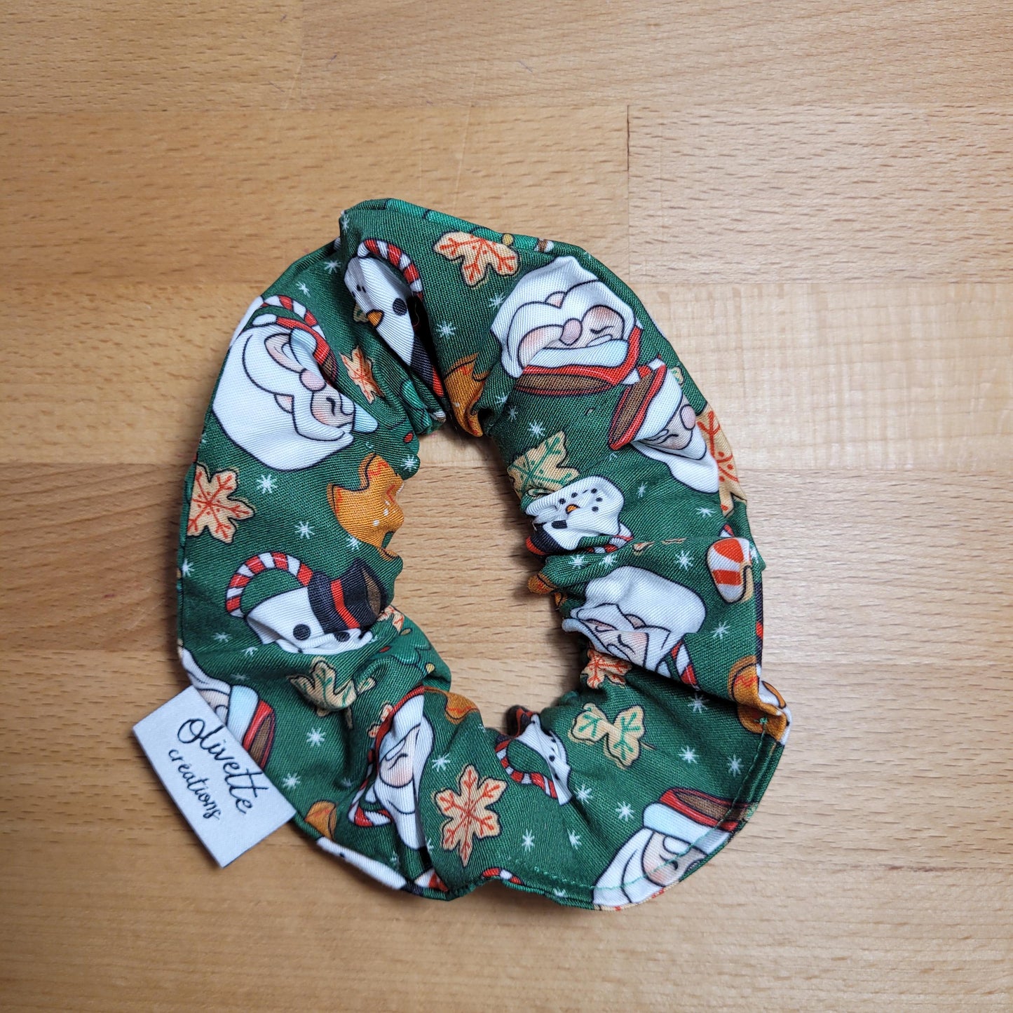 Bandana élastique - motif mugs de Noël fond vert