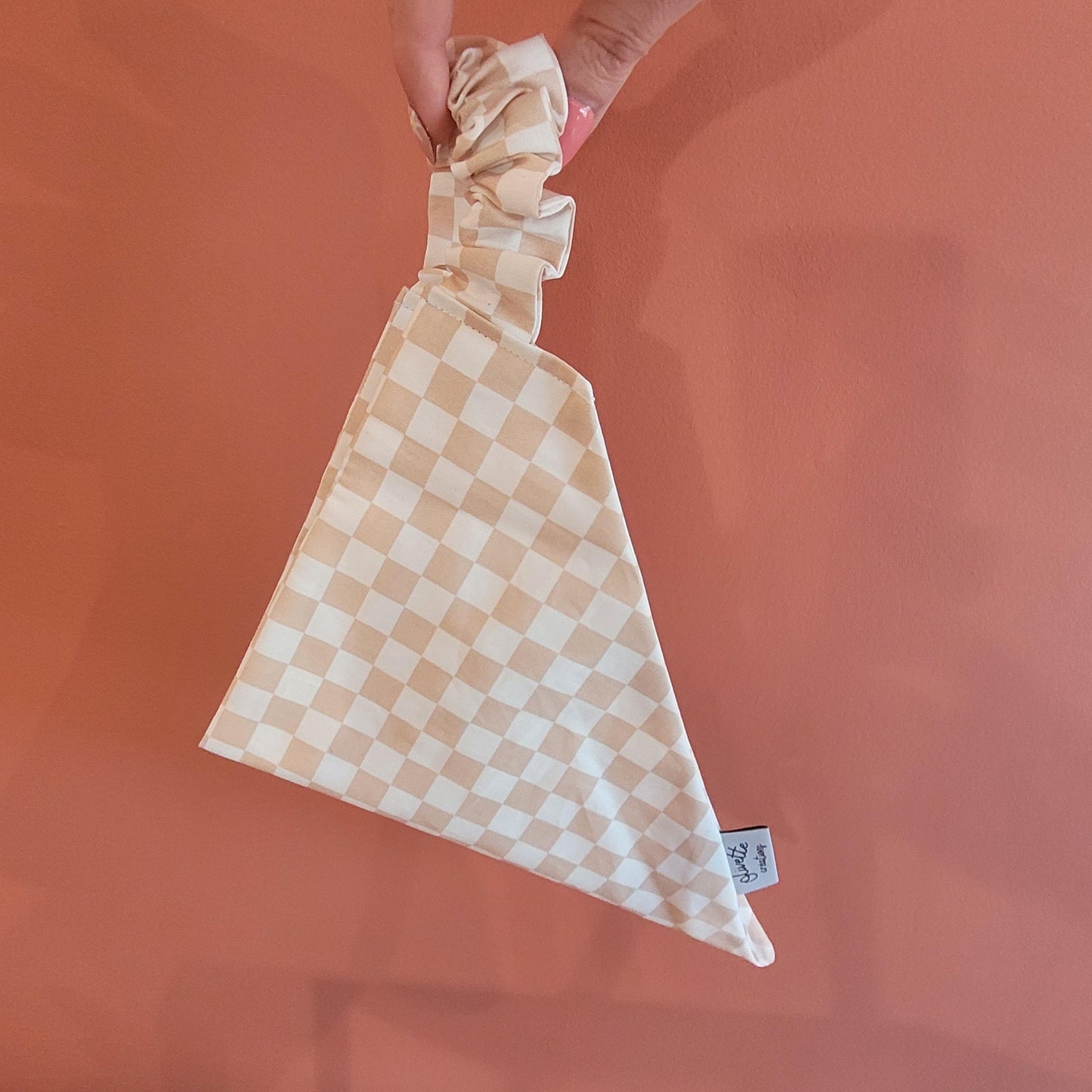 Bandana élastique - motif damier crème