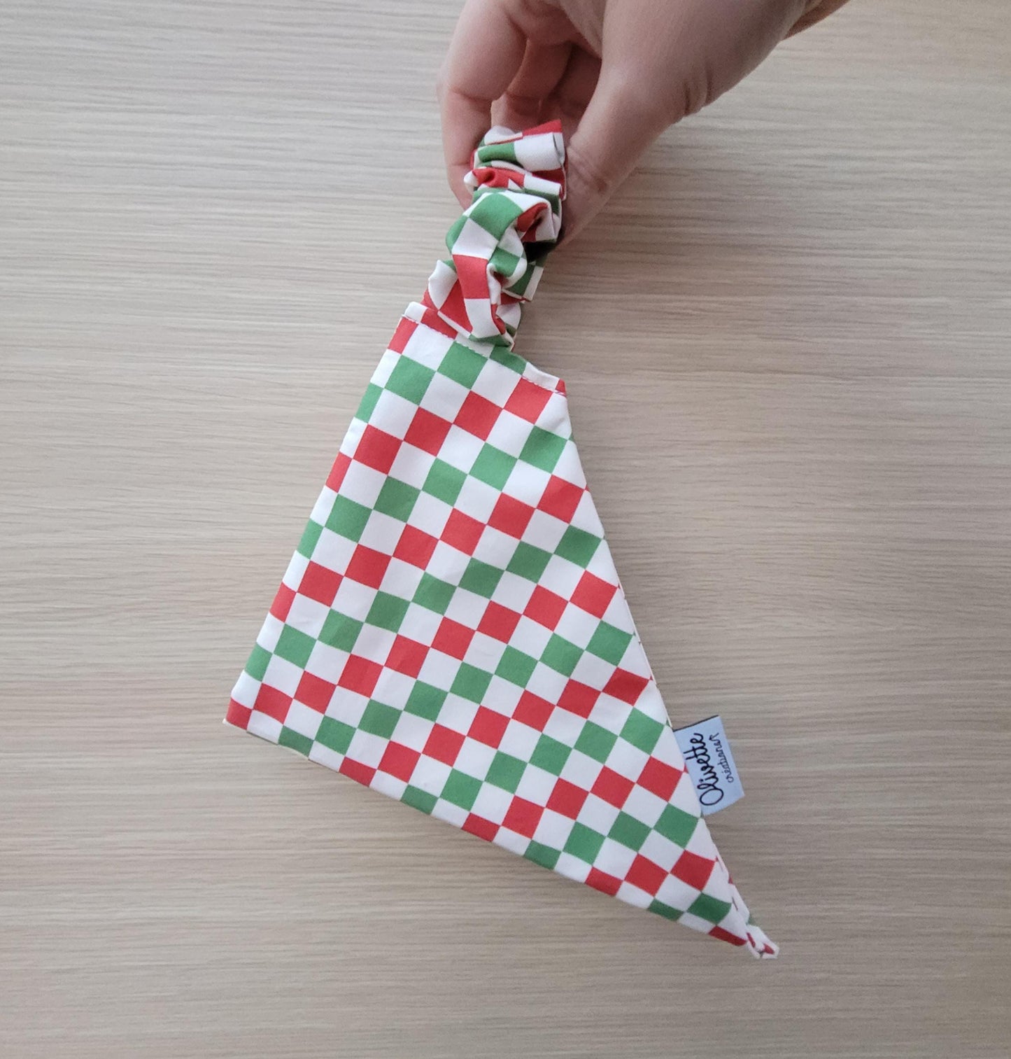 Bandana élastique - Noël à damier rouge et vert