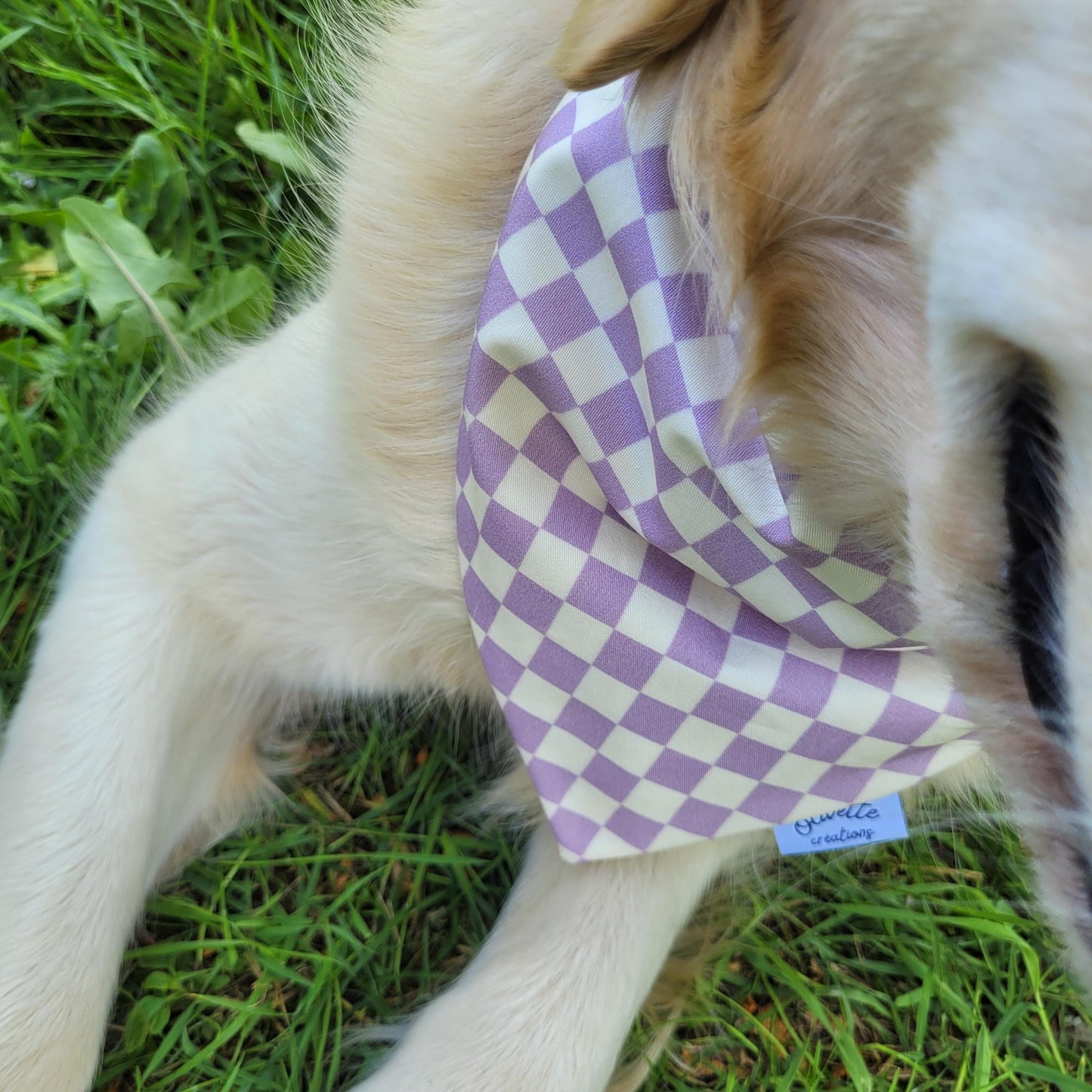 Bandana élastique - motif damier lilas