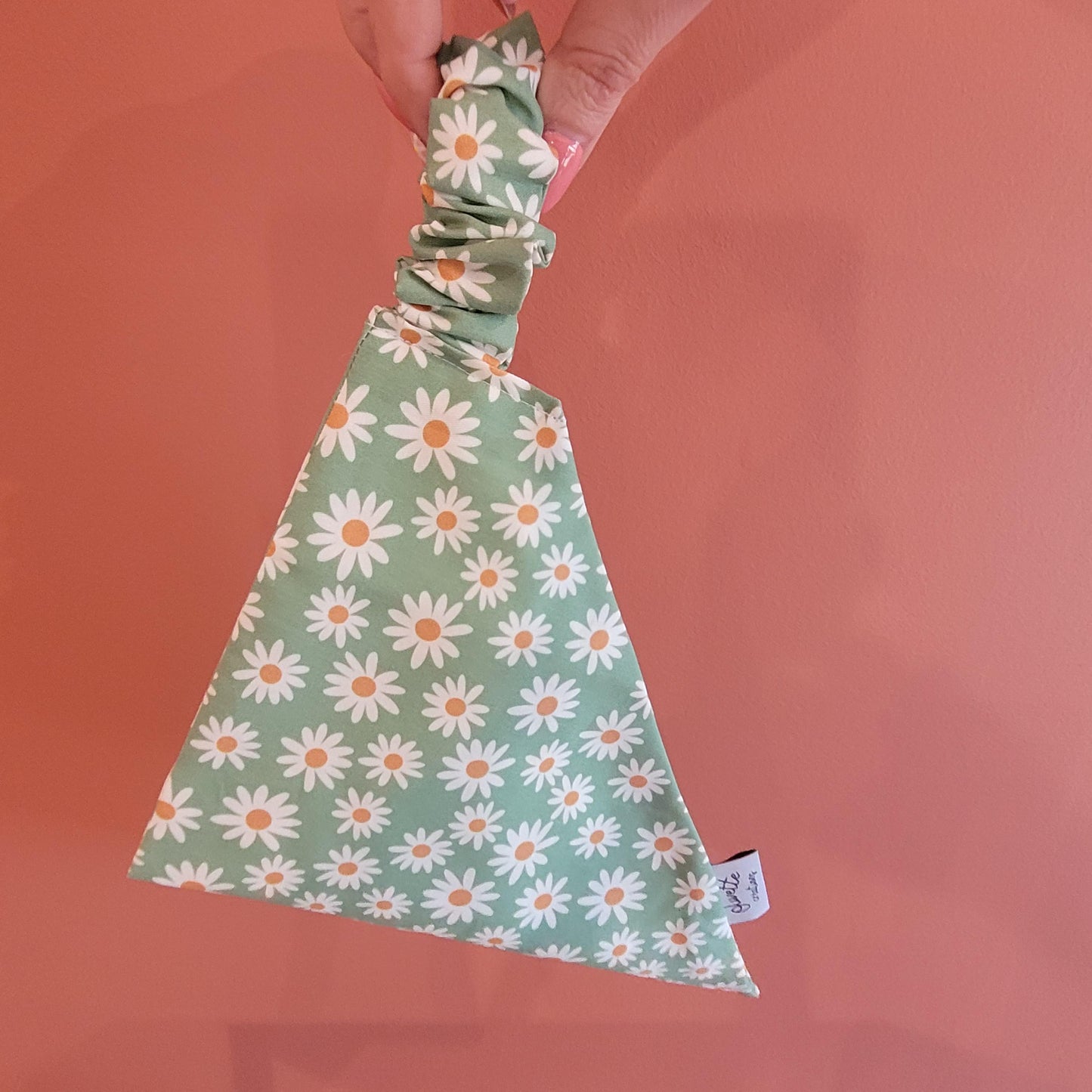 Bandana élastique - motif marguerite verte