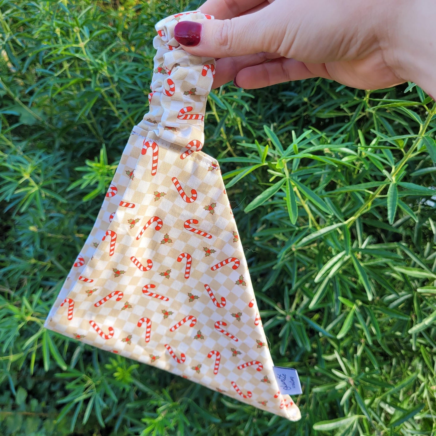 Bandana élastique - motif candy cane/ sucre d'orge Noël