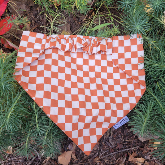 Bandana élastique - motif à damier marron et blanc