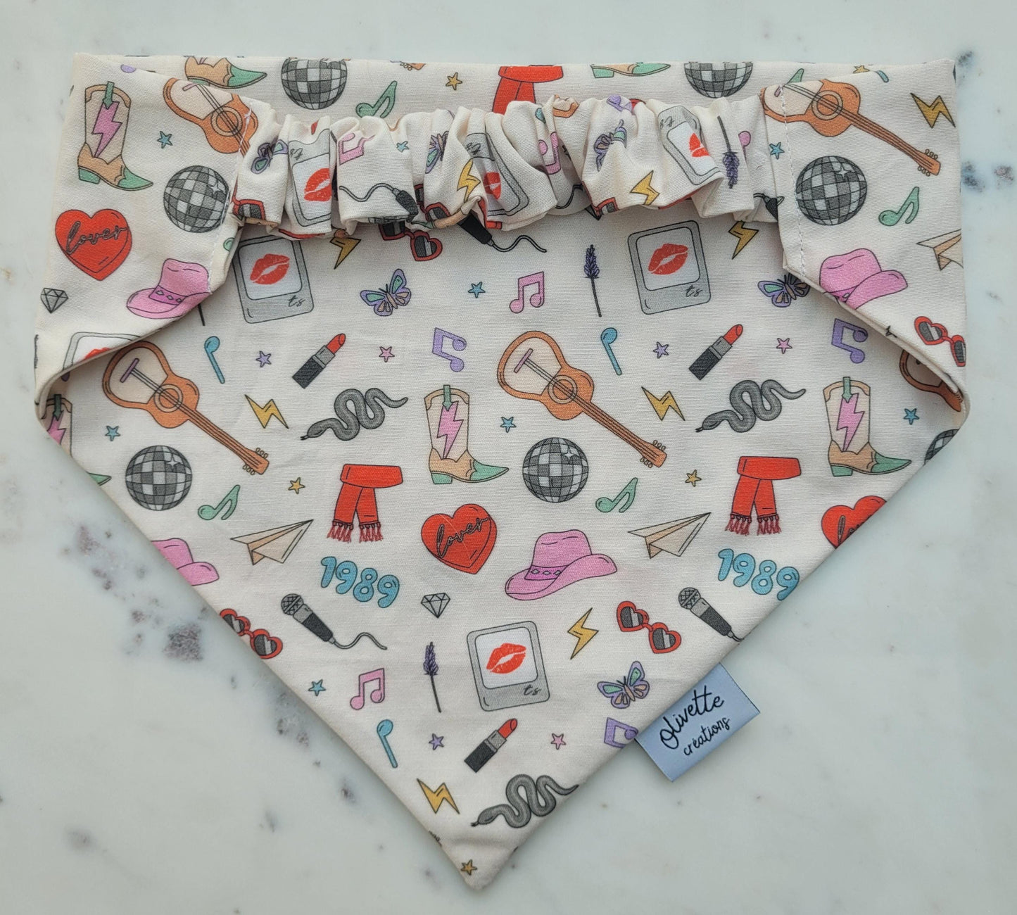 Bandana élastique - motif Taylor Swift Eras Tour crème