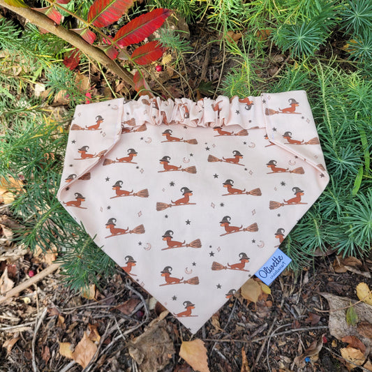 Bandana élastique - motif teckel sorcier halloween