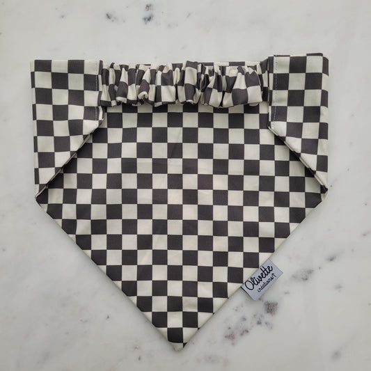 Bandana élastique - motif à damier noir et blanc