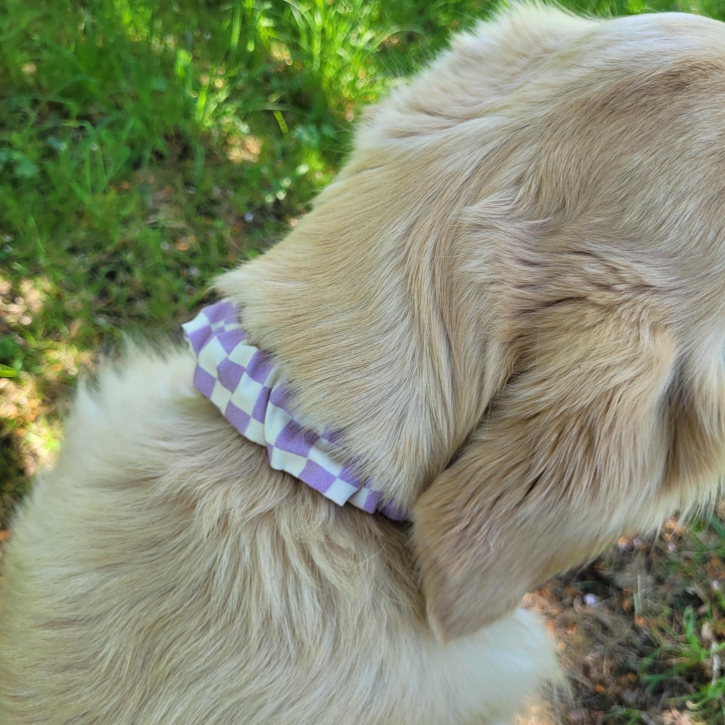 Bandana élastique - motif damier lilas