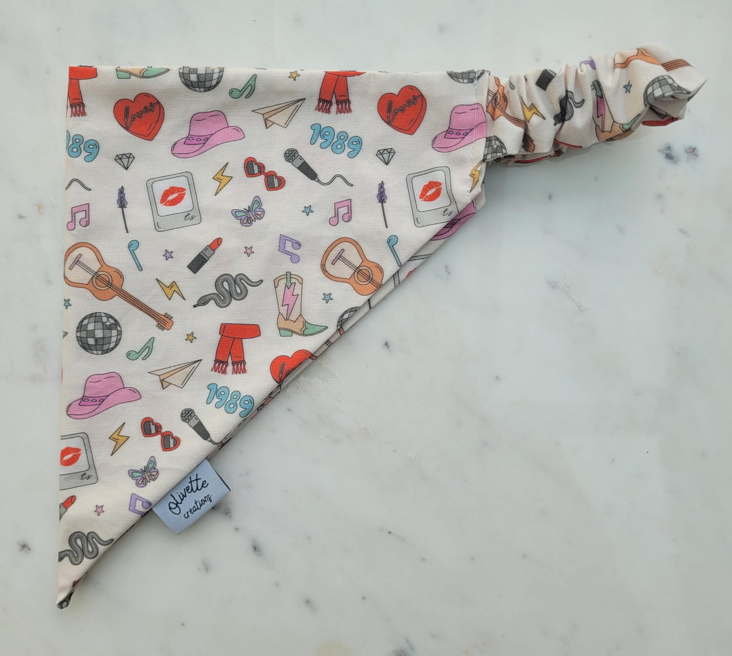 Bandana élastique - motif Taylor Swift Eras Tour crème