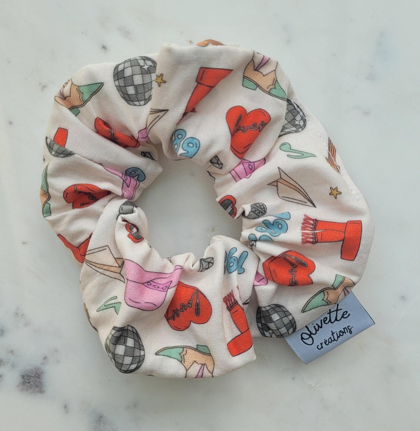 Bandana élastique - motif Taylor Swift Eras Tour crème