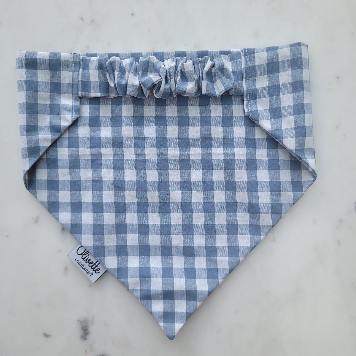 Bandana élastique - motif vichy bleu