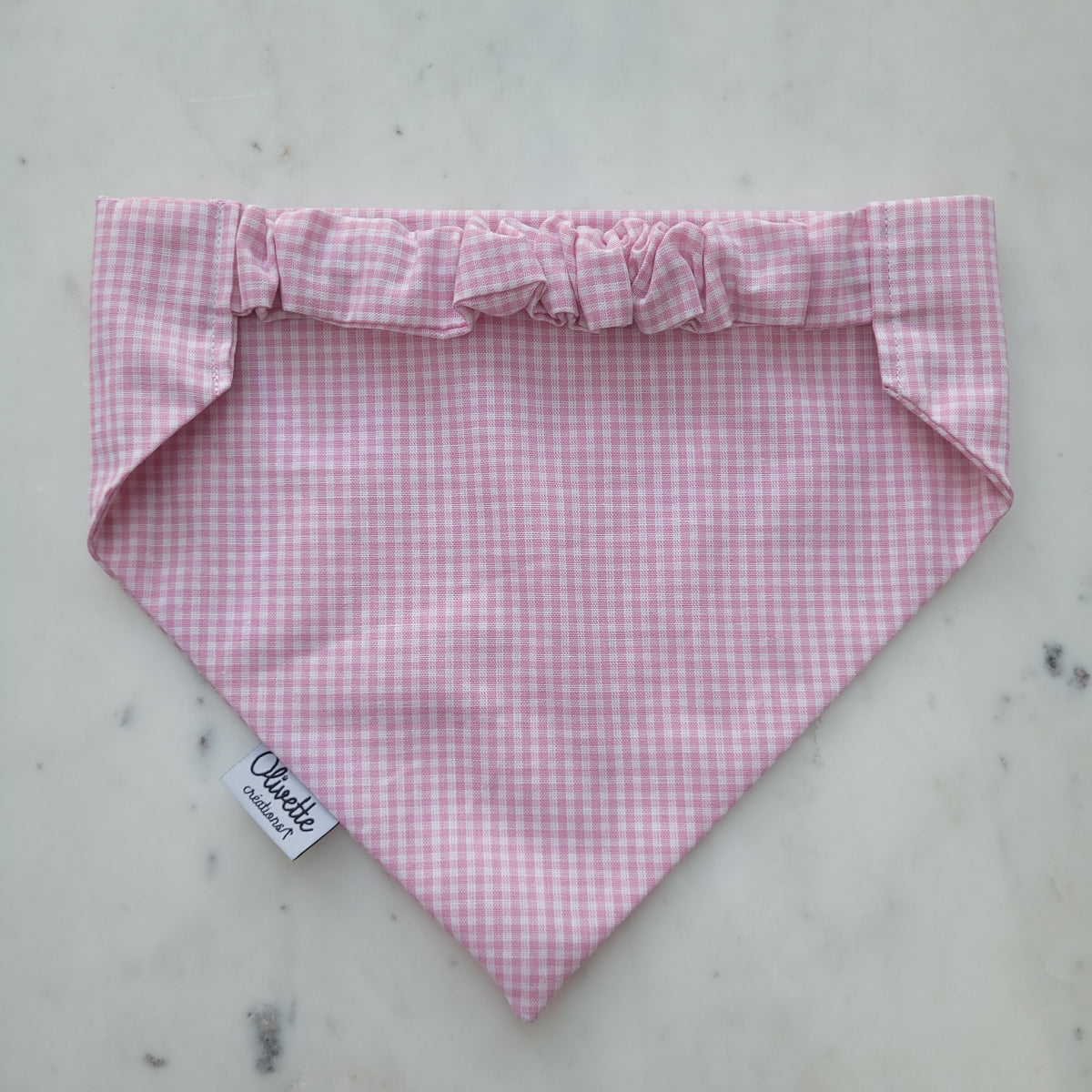 Bandana élastique - motif vichy rose