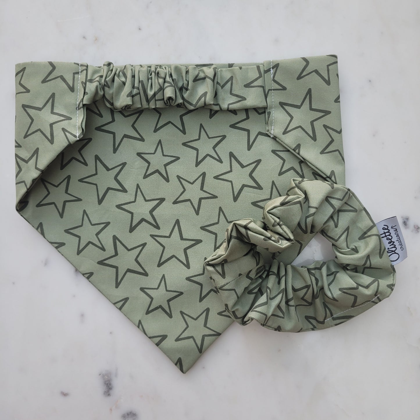 Bandana élastique - motif étoile verte