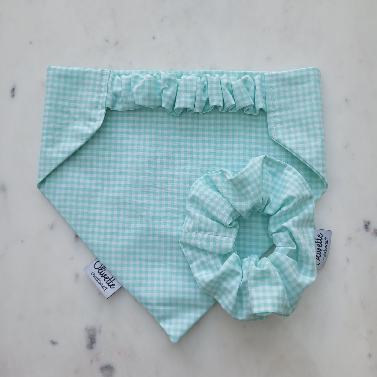 Bandana élastique - motif vichy vert