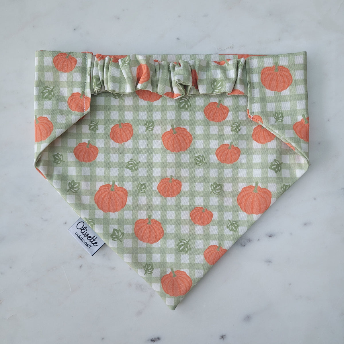 Bandana élastique - motif citrouille et vichy