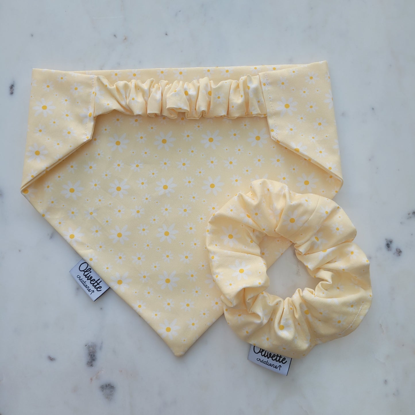 Bandana élastique - motif marguerite jaune